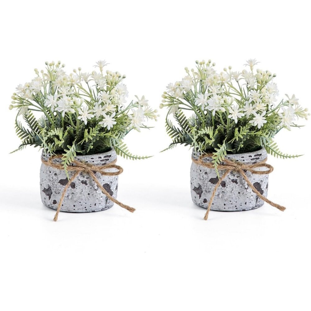 Fake Plants White Small with 2 Pack The Sunflower for Bathroom Shelf Decor
